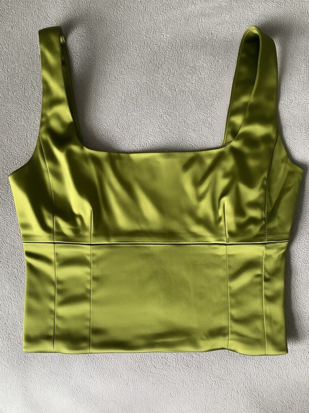 Aritzia Wilfred Olive Green Shine Satin Bustier Corset Crop Top XS